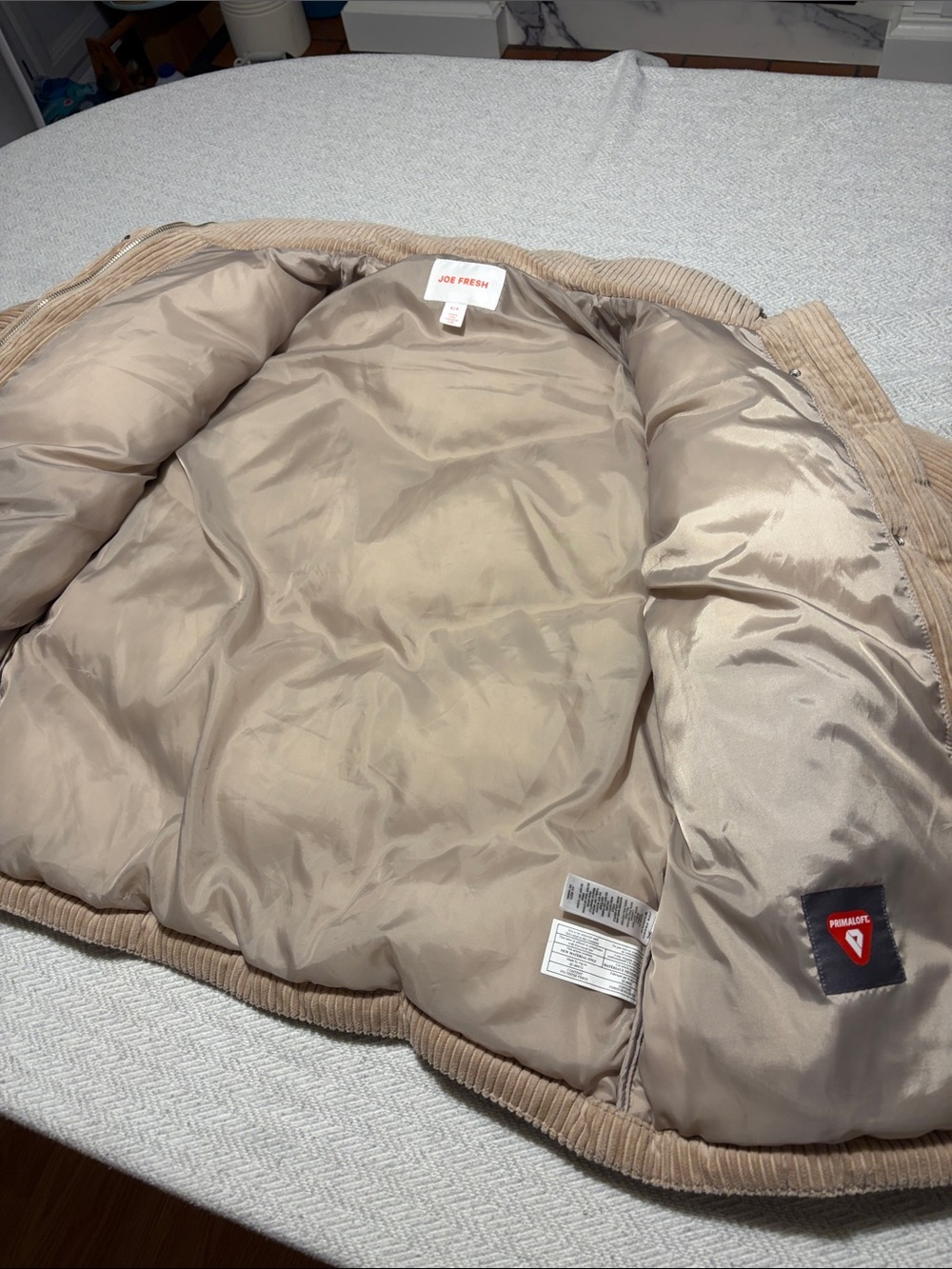 Joe Fresh Corduroy Cloud Puff Jacket in Tan.  Size Small - Picture 6 of 9